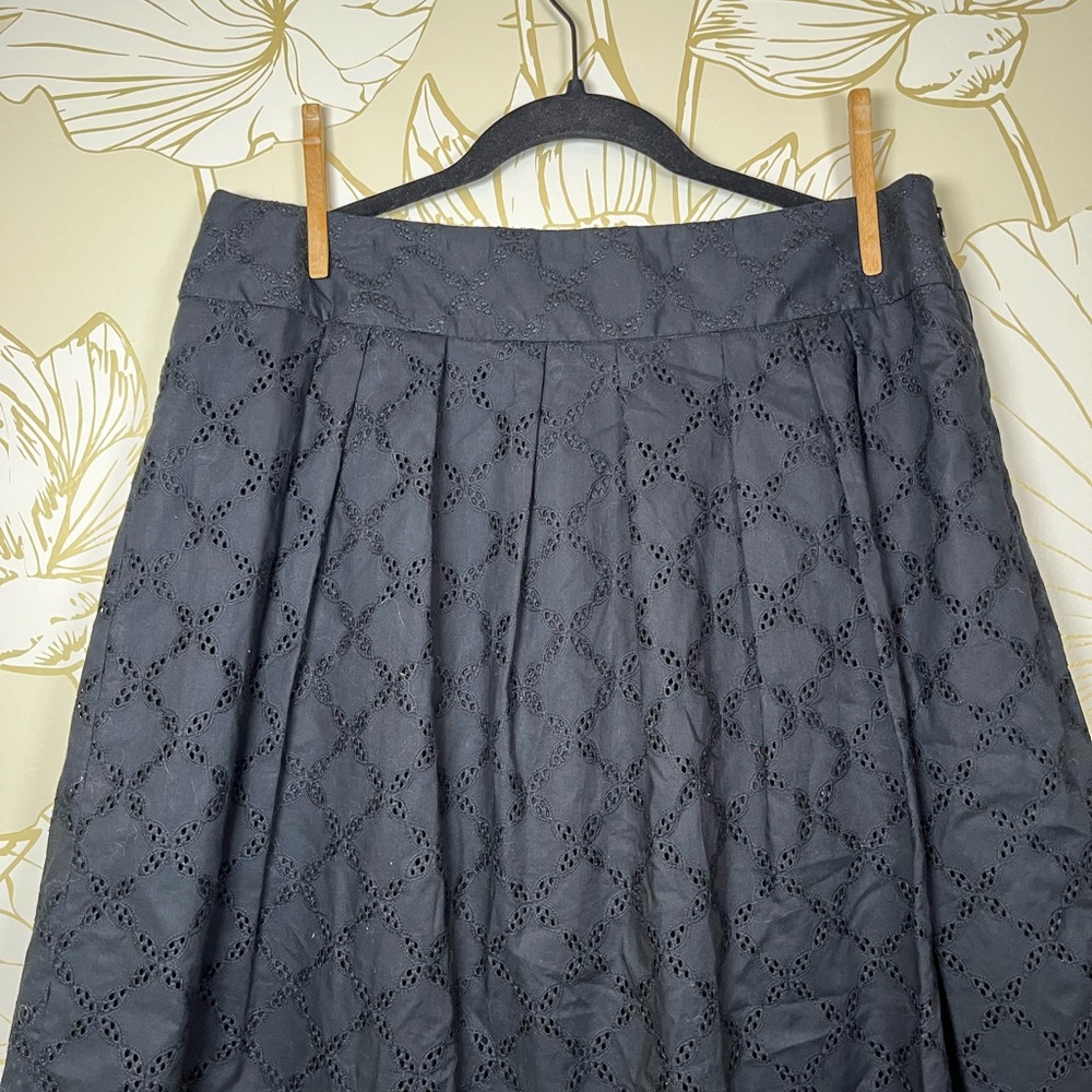 LOFT Black Eyelet A-Line Skirt - 100% Cotton - NWOT - Size 12
